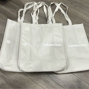 3 pieces Lululemon athletica reusable Tote Bags-taupe